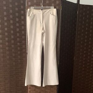 # 89 BCBG MAXAZRIA women’s Beige canvas suede flare Pants, size 6